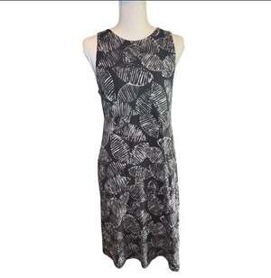 Athleta Santorini Thera Dress Medium Black White Leaf Print Sleeveless